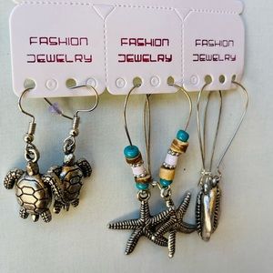 ➷ 5/$25 Beach Themed Set of 3 Pairs of Earrings NWOT